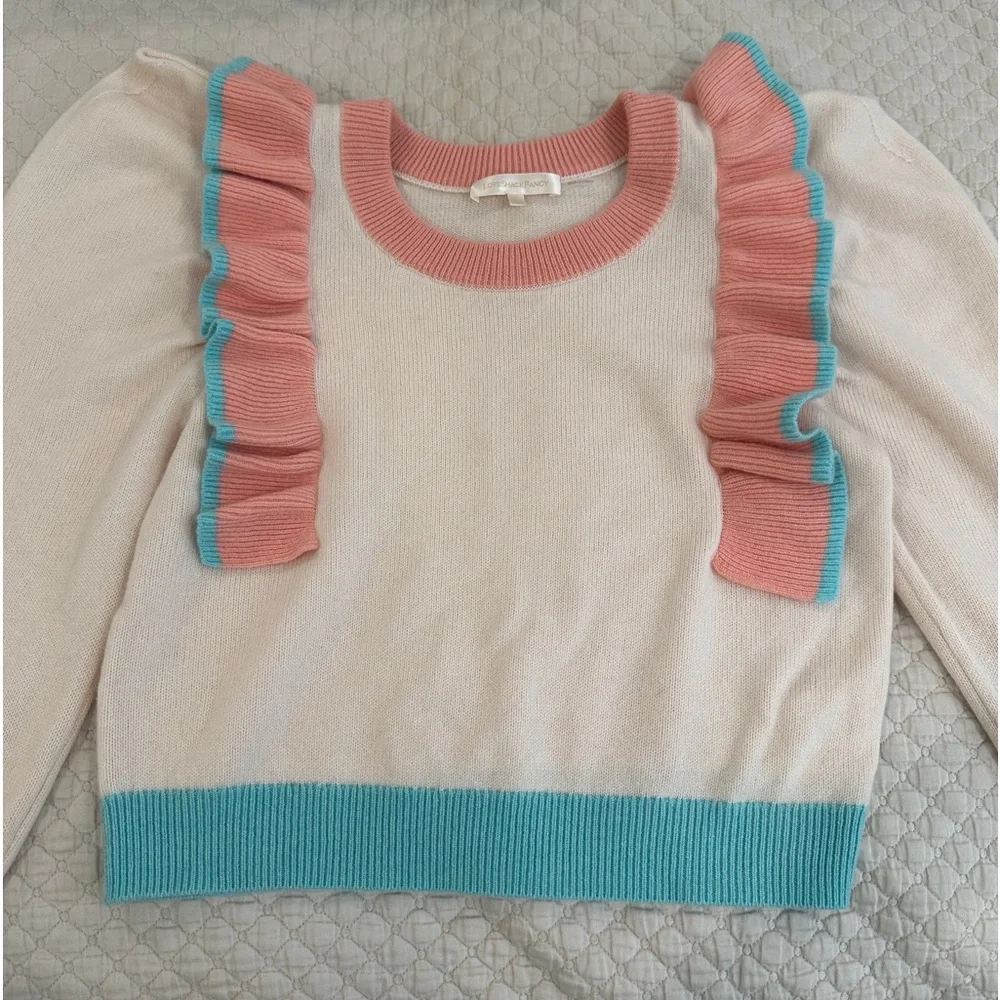 LoveShackFancy Greece Ruffle cashmere-Wool Sweater Medium - Picture 3 of 10